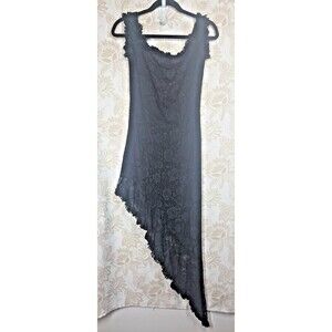 STEPS BELLA Black Lace Asymmetrical Off The Shoulder Dress MED Whimsy Goth Dark